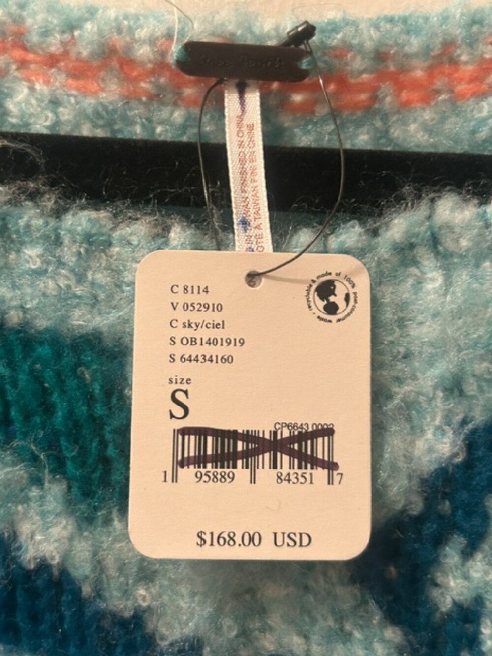 Free People Lily Pullover Fuzzy Soft Pull On Sweater in the Mosaic Sky Combo NWT - Picture 3 of 16